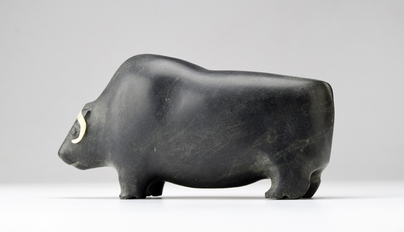 musk ox, circa 1970, stone & musk ox horn, 4.75 x 9 x 3 in. | Inuit Art ...